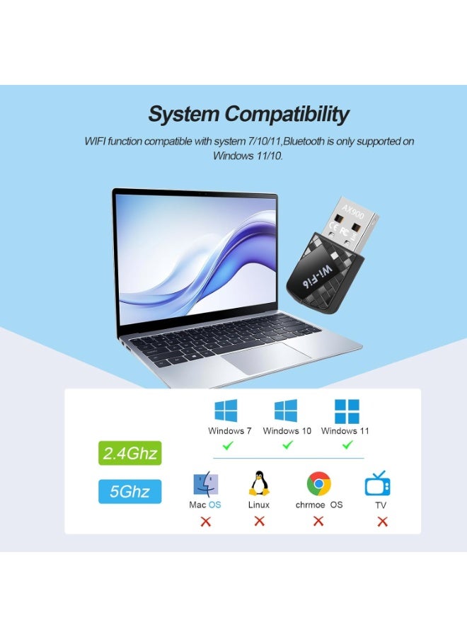 Nextronic محول واي فاي 6 AX900Mbps ، ثنائي الموجات 2.4G/5G ، بلوتوث 5.0 ، أسود - Image 4